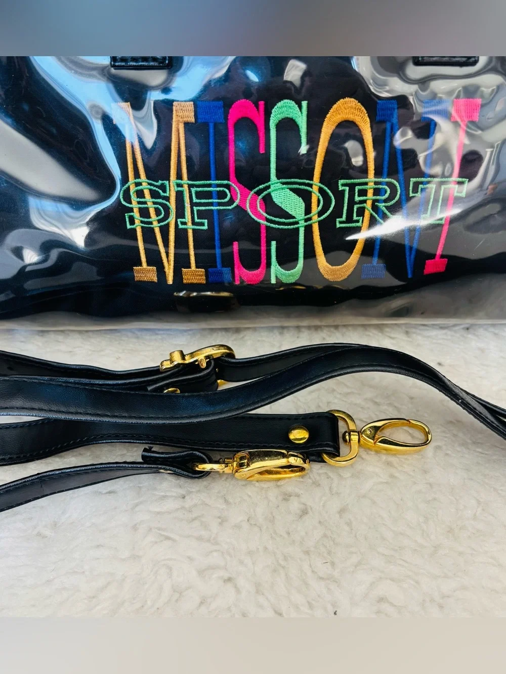 Missoni Sport Black Leather/Plastic Duffle/Shouldet Bag